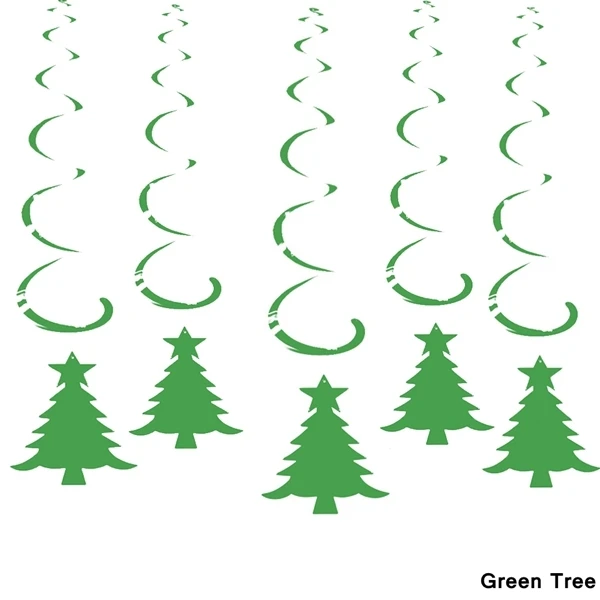 green tree Новинка! 6 шт. потолочное вихревое украшение металлик для свадьбы, Рождества, Хэллоуина, дня рождения, вечеринки - Цвет: green tree