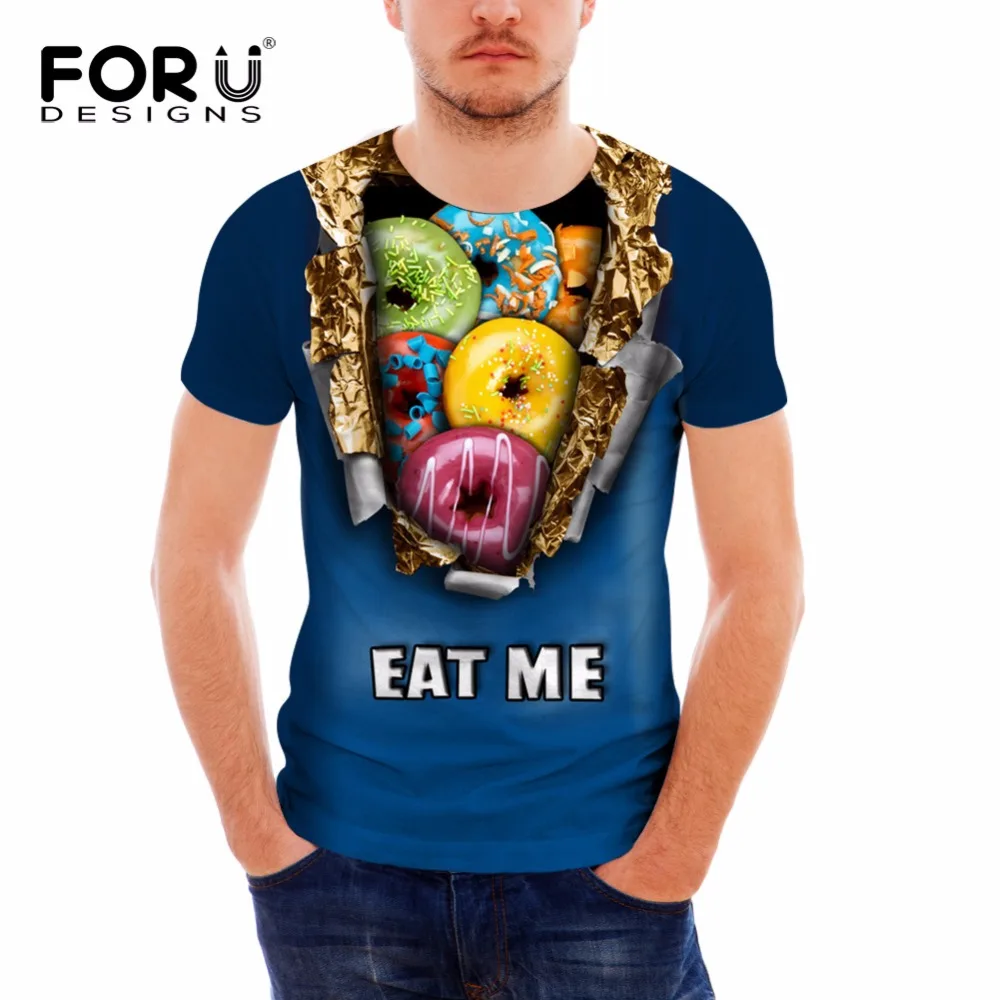 Новинка 2019 летняя Модная брендовая футболка FORUDESIGNS футболки с 3D принтом пончиков