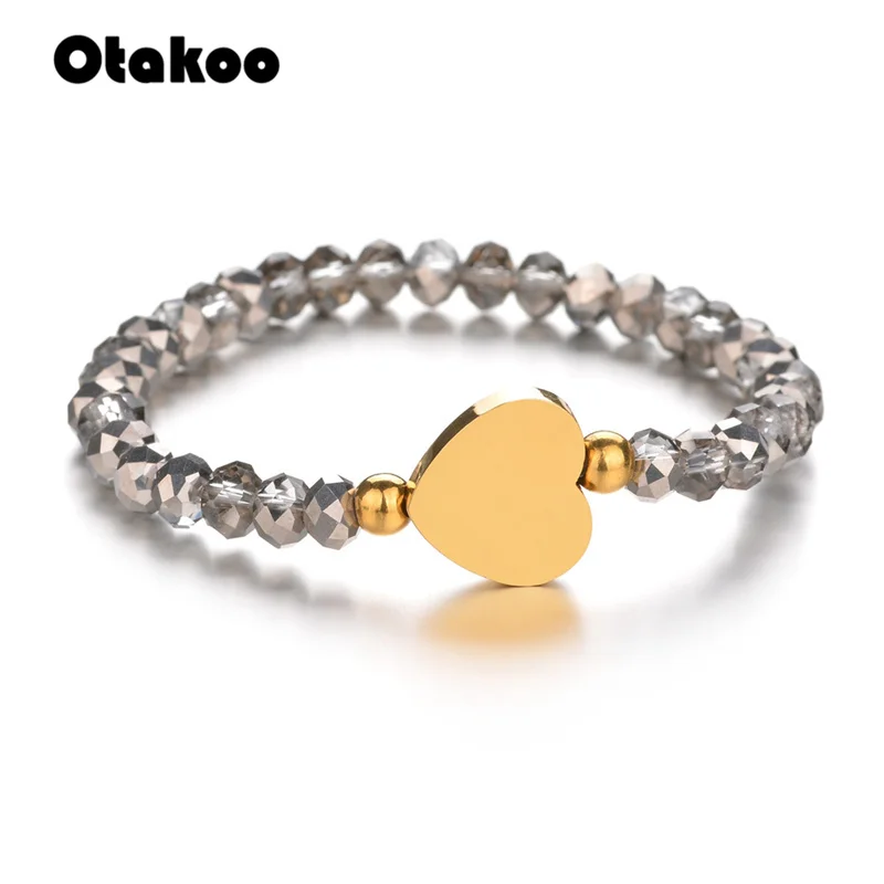 Браслет Otakoo с подвесками в форме сердца женская бижутерия серые красные