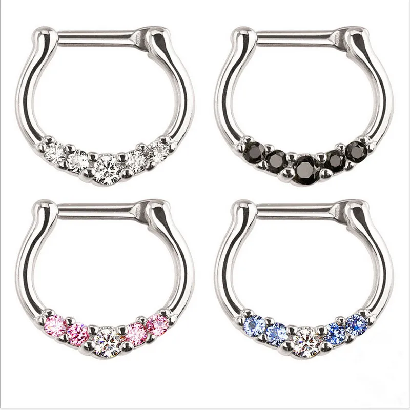 Серьги-кольца для пирсинга носа из нержавеющей стали с кристаллами 1 2 мм |