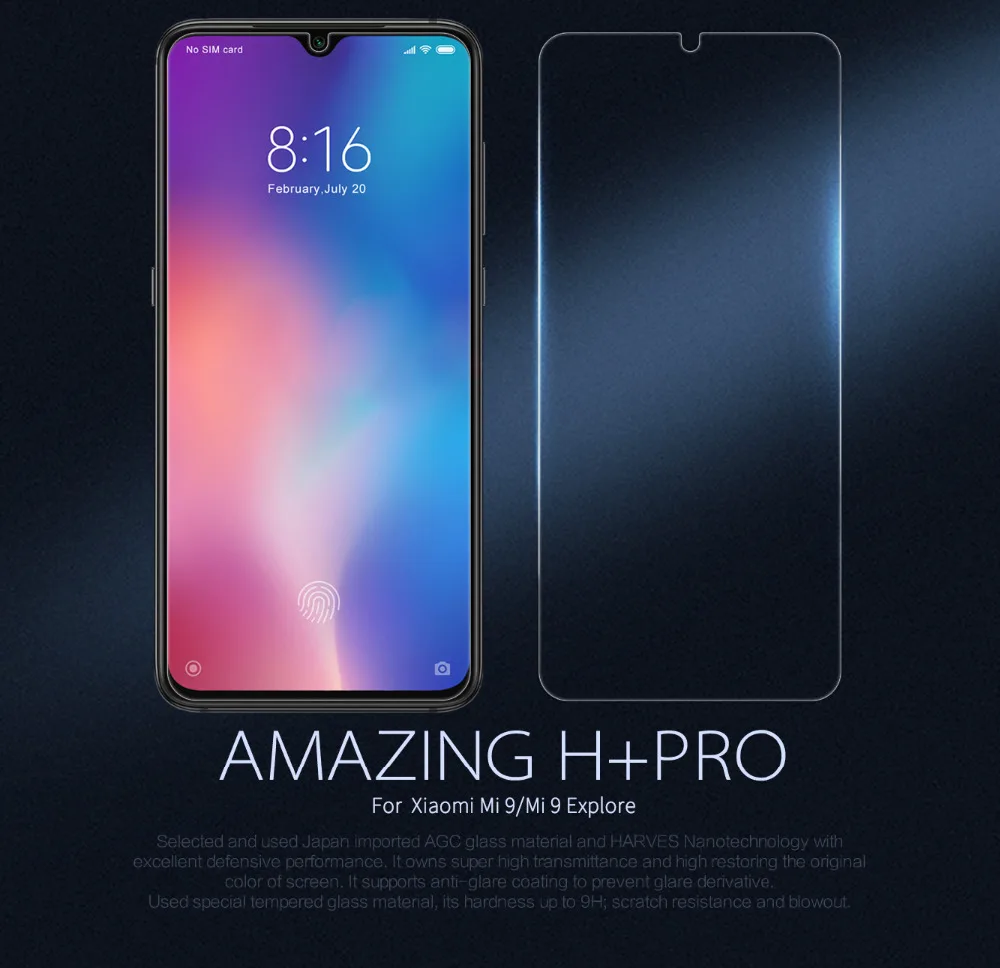 Закаленное стекло Nillkin для Xiaomi Mi 9/Mi 9 Explore Amazing H + Pro Nano противовзрывная твердая