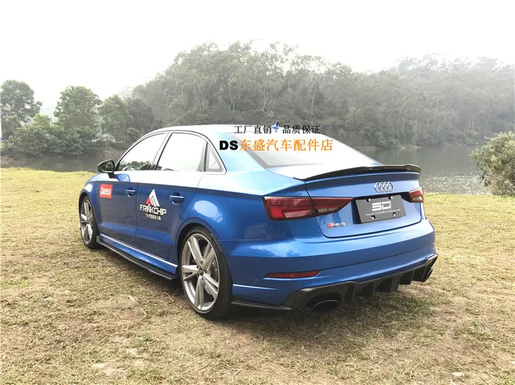 Автомобиль стиль для Audi A3 седан спойлер S3 RS3 углеродного волокна Задняя накладка на Багажник крыло стекло черный отделка для A3
