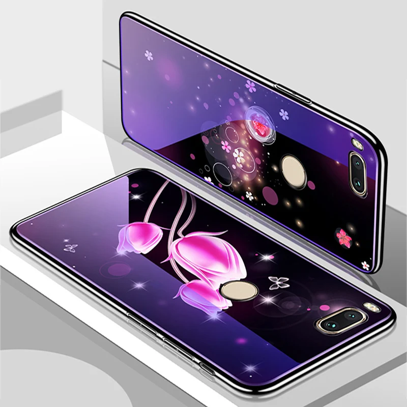 For xiaomi mi A1 case cover skin blue Tempered Glass back miA1 phone cases A 1 fundas capas | Мобильные телефоны и