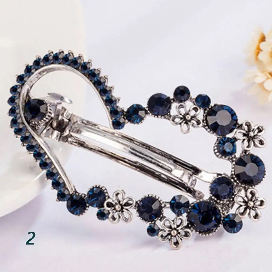 Fashion Women Girls Crystal Rhinestone Heart Crown Barrette Hair Clip Clamp Star Hairpin bride hair accessories AAA | Украшения и