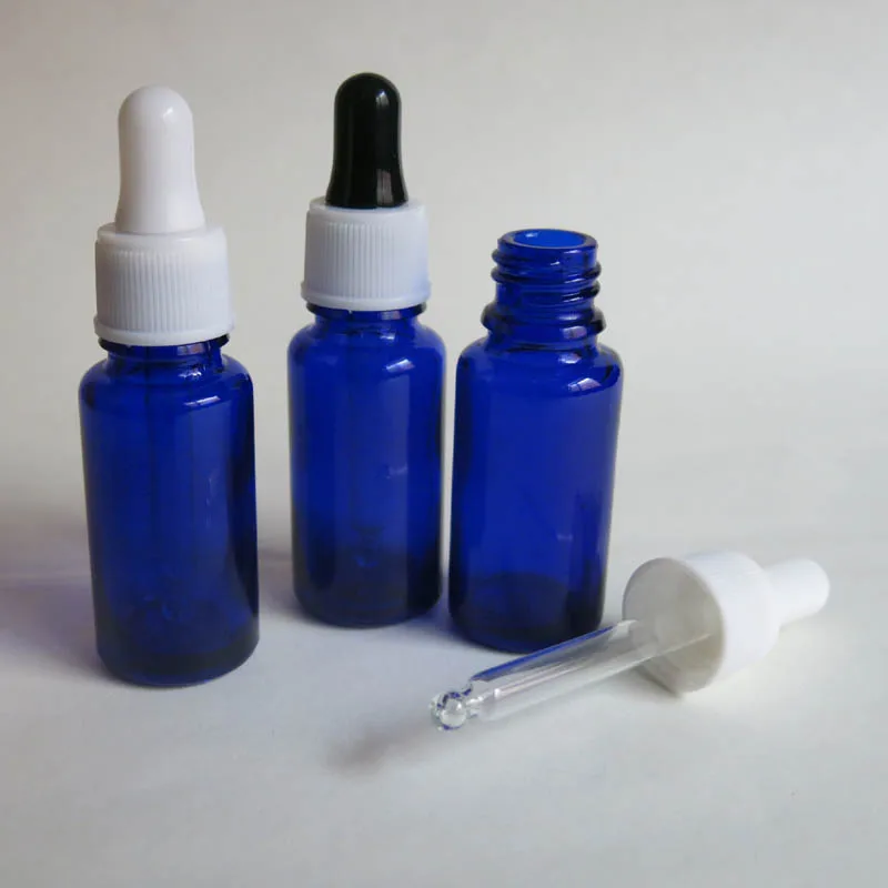 100pcs Wholesale 100 Pcs 15 ml Blue dropper Glass bottles , empty 15ml Reagent Eye Dropper  glass Liquid Pipette Bottles