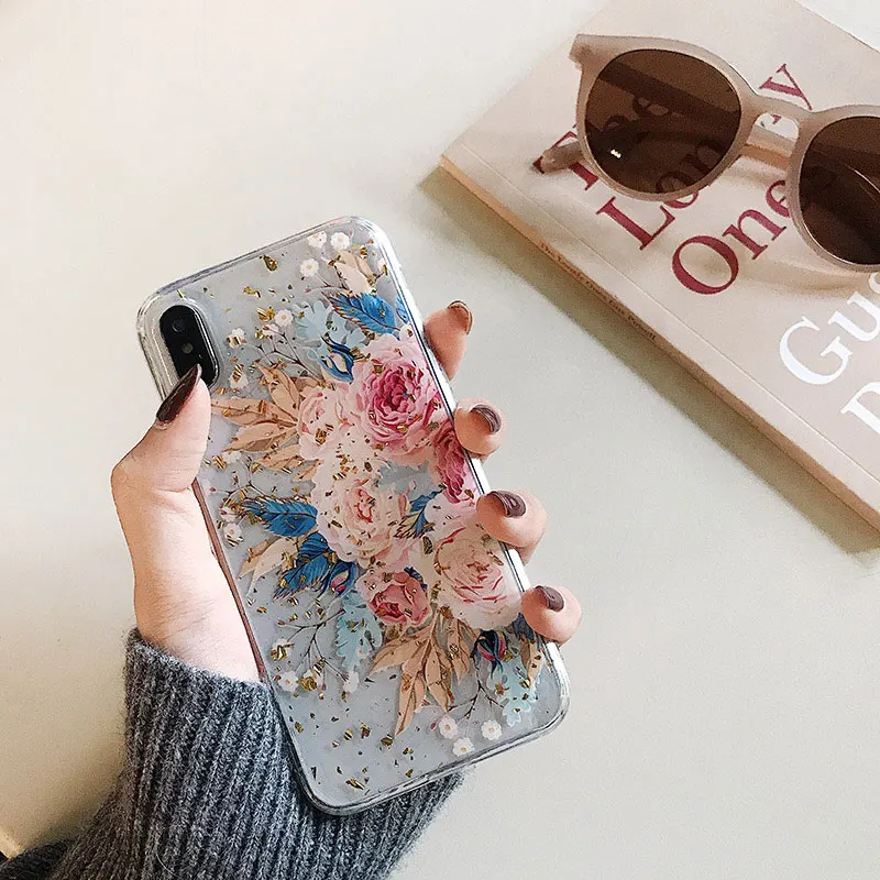Силиконовый чехол Boucho Flower для iPhone XS Max XR розовые цветочные чехлы X 8 7 6 6S Plus