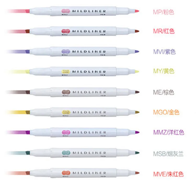 1 шт. Mildliner двухглавый маркер, фломастер, японская флуоресцентная ручка, цветные маркеры для рисования, креативные канцелярские принадлежности