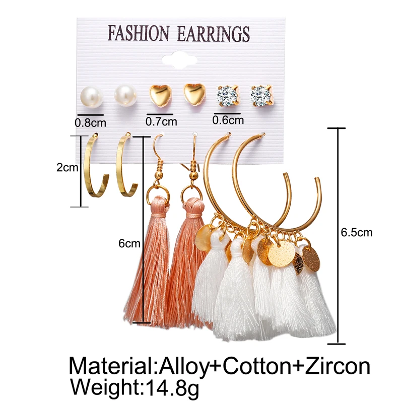 Серьги гвоздики золотистого цвета с геометрическим узором набор для женщин и