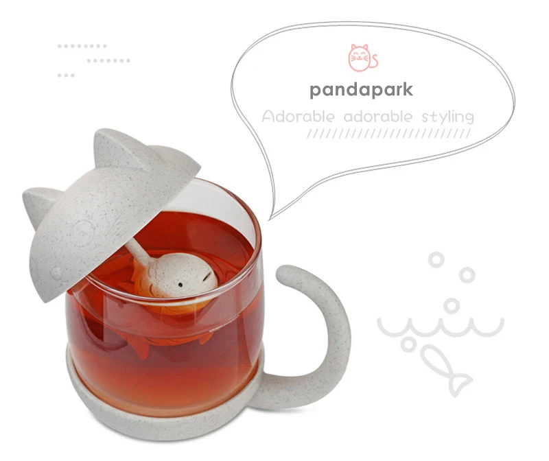Pandapark креативная стеклянная кружка с милым котом, индивидуальная кружка с молоком, мультяшная чайная кружка с отделением для заварки кофе, стакан, кружки для завтрака PPX011