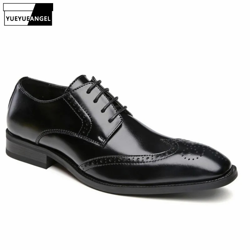 Новинка 2019 года мужские деловые кожаные туфли с острым носком брендовые дерби на