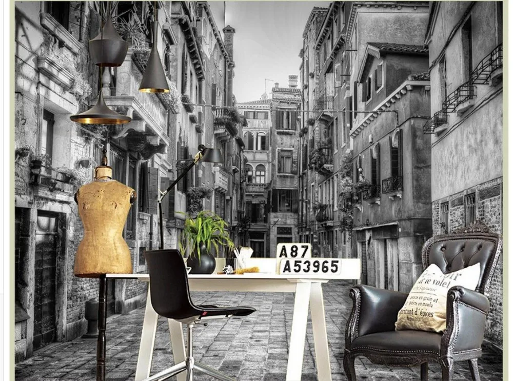 Высокое качество настроить размер современный белый и черный здание 3d настенные