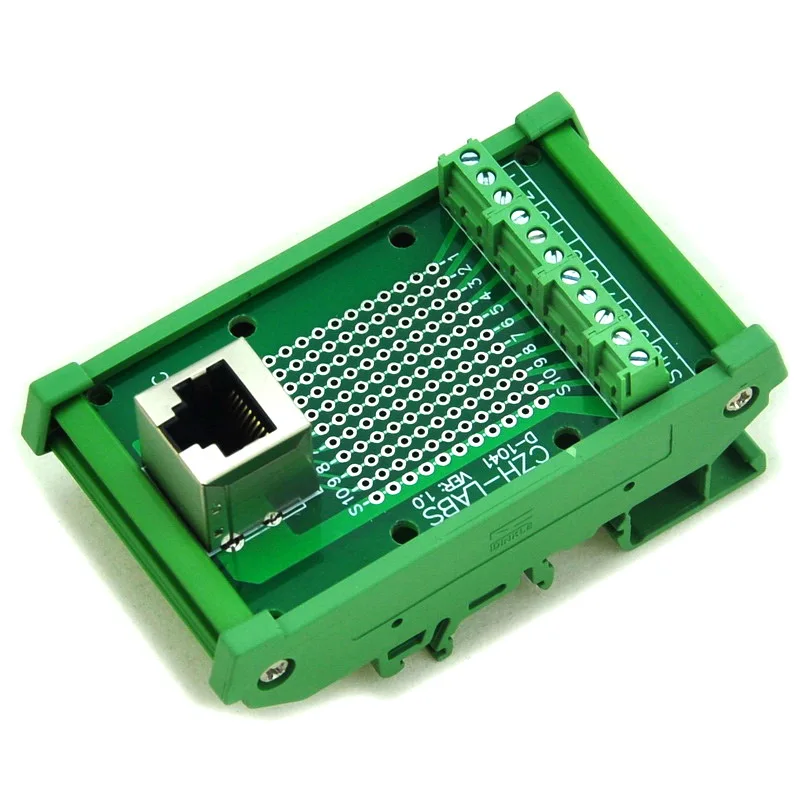 

Модуль интерфейса крепления DIN-рейки RJ50 10P10C, вертикальный разъем.