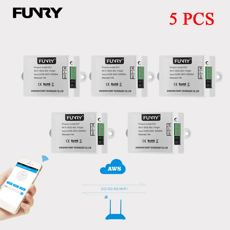 Фото 5 шт. funry DIY дистанционного Беспроводной выключатель универсальный модуль Wi-Fi 5 шт. funry DIY дистанционного Беспроводной выключатель универсальный модуль Wi-Fi