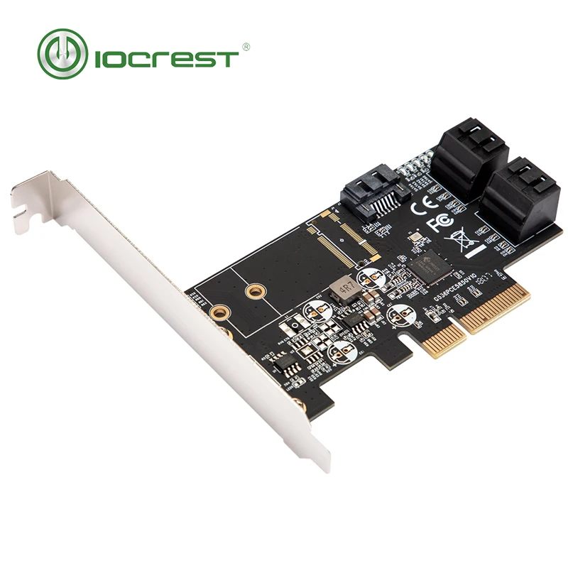 Плата контроллера IOCREST SATA III 6g 5 портов PCIe 3 0x4 плата расширения с низкопрофильным
