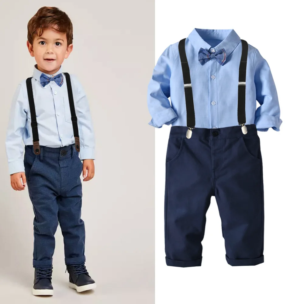 

Children Clothing 2019 Autumn Winter Toddler Boy Clothes Blue Gentleman 2Pcs Outfits Suit Baby Kids Clothes For Boys Clothes Set