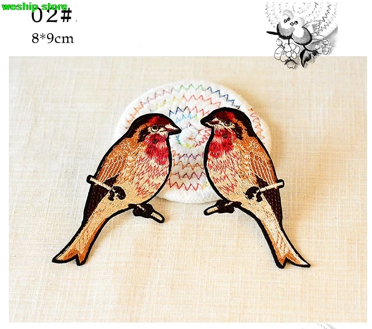 New High-quality Embroidery Hand beading patch Rhinestone birds applique by sew-on DIY handmade 1 order=1set=9pcs | Дом и сад