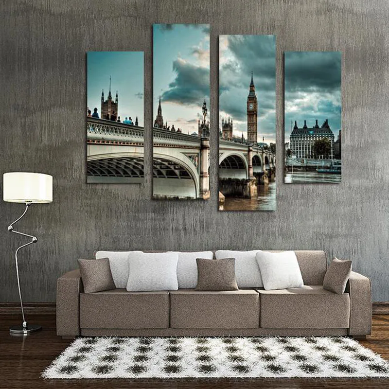 5 шт. Современная картина маслом Big Ben в стиле импрессиониста для гостиной большая