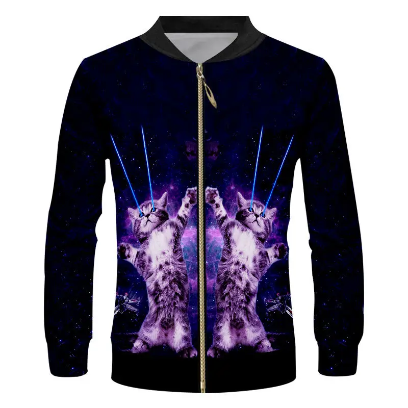 Осенне зимние мужские бейсбольные куртки пальто с забавным 3d лазерным принтом