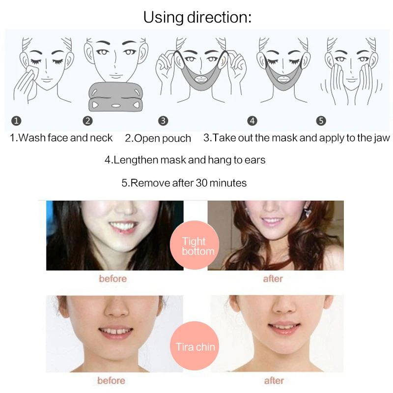 EFERO Lifting Face Masks V Shape Slim Chin Check Neck Lift Peel-off Mask Shaper Slimming Bandage Skin Care TSLM2 |