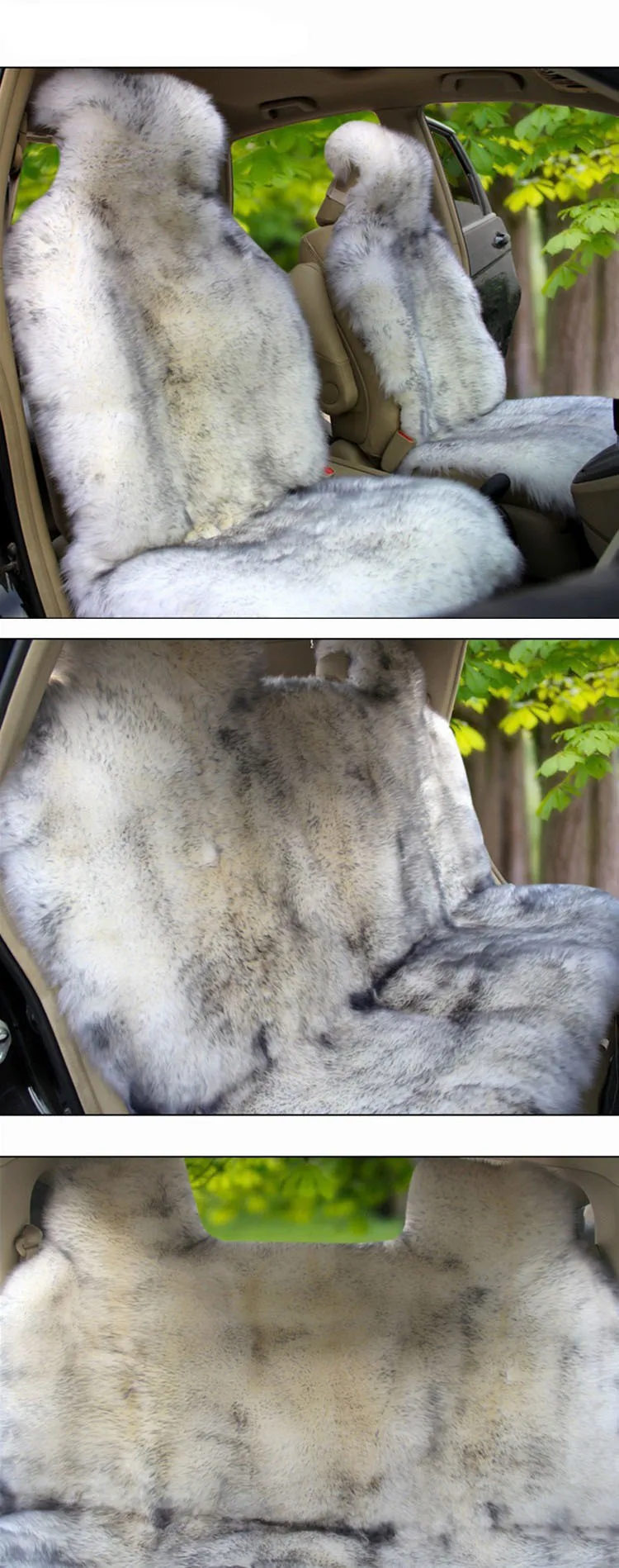 

New Arrive 3 sets Autumn And Winter 100% Natural Fur Australian Sheepskin Car Seat Covers Universal Size Fine Wool Cushion