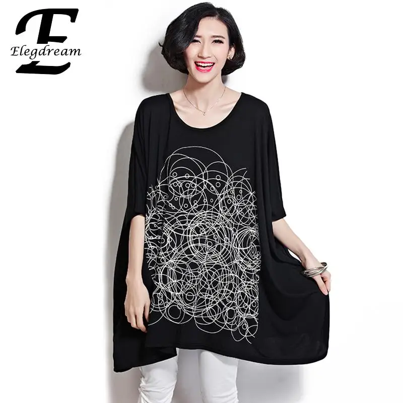 Elegdream бренд негабаритных женская одежда Дамская мода с принтом повседнедневые
