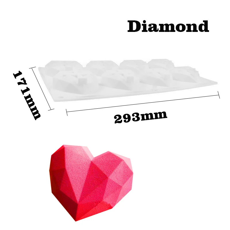 Diamond shape SutoneFeel силиконовая мышь пресс-форм круглая форма сердца для десерта, шоколада формы для торта украшения инструменты - Цвет: Diamond shape