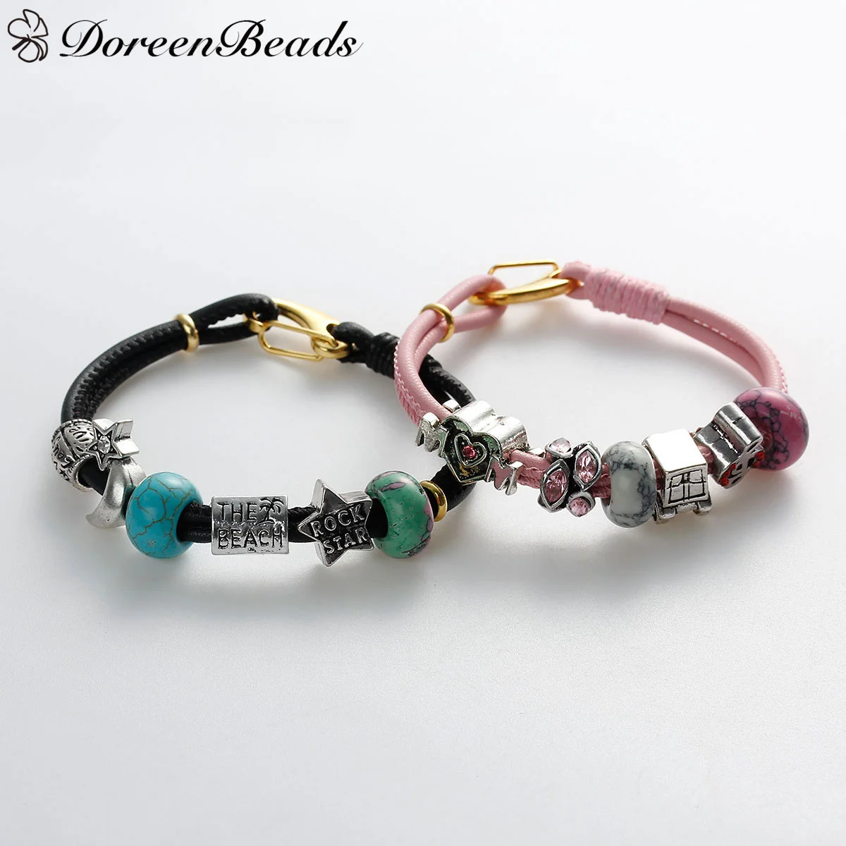 DoreenBeads двухслойные очаровательные браслеты из искусственной кожи в европейском