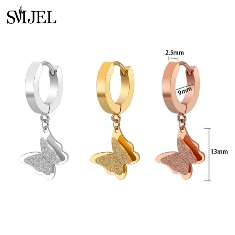 Серьги гвоздики SMJEL женские изящные украшения из нержавеющей стали под розовое