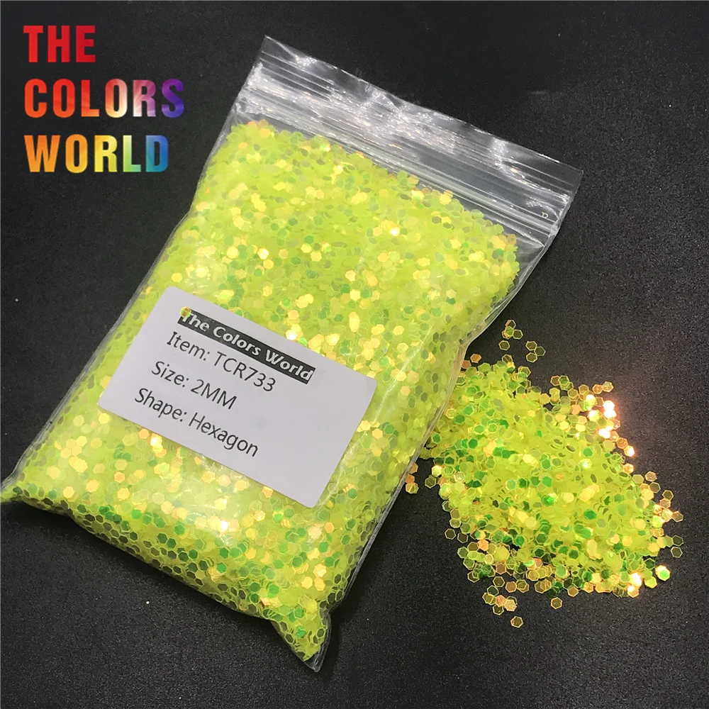 TCR733 толстые желтые шестиугольные Блестки для ногтей украшение ногтевого дизайна