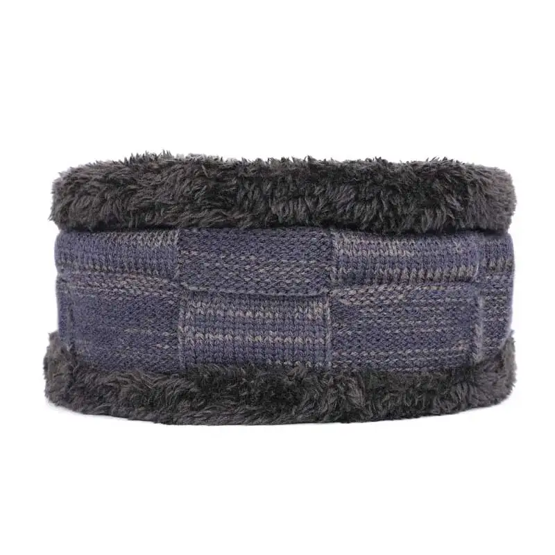 Navy C Skullies новые мужские вязаные бархатные толстые зимние шапки теплые и удобные регулируемые унисекс Изысканные кожаные брендовые шапки бини - Цвет: Navy C