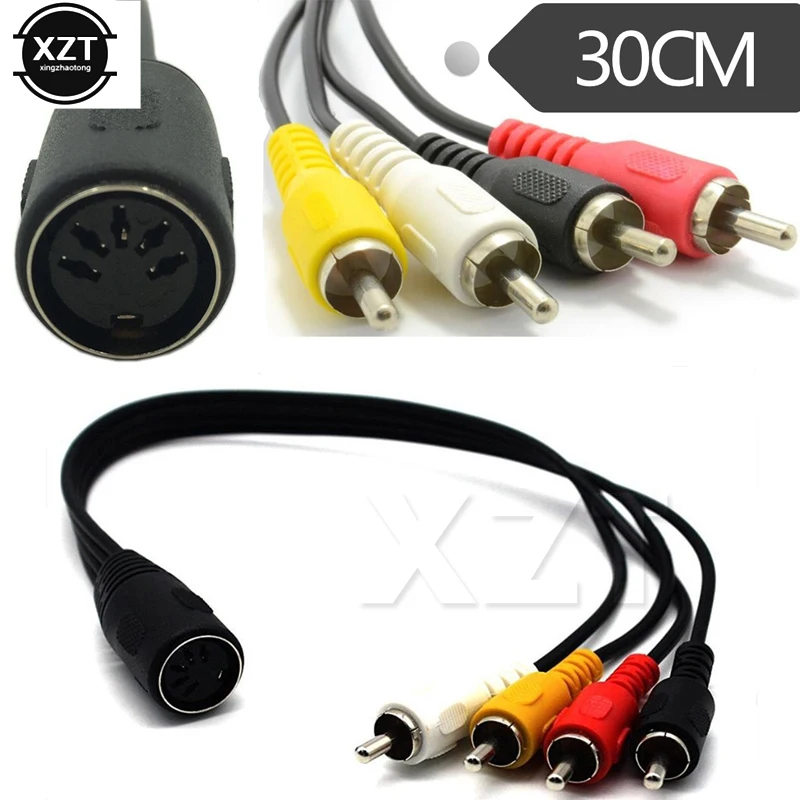 Новейший 5 контактный разъем мама Din на 4 х RCA папа аудиокабель 0 3 м|5 pin din plugs|plug dindin |