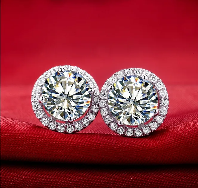 Женские серьги-гвоздики из белого золота 14 к 585 пробы 0 5ct/шт. | Украшения и