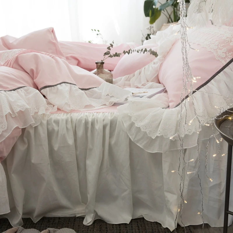Роскошный корейский стиль принцессы 60S Египетский хлопок набор постельных