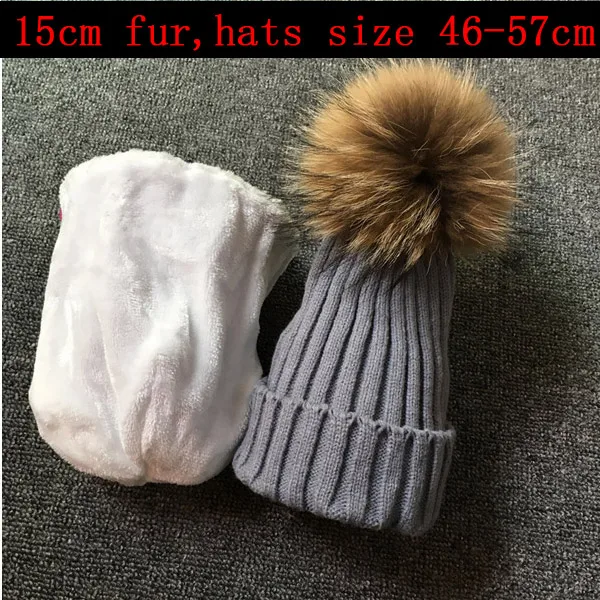 gray skullies beanies для детей, меховая шапка, зимние шапки для детей, для мальчиков и девочек, с помпонами, skullies beanies для детей, шапка с помпоном - Цвет: gray