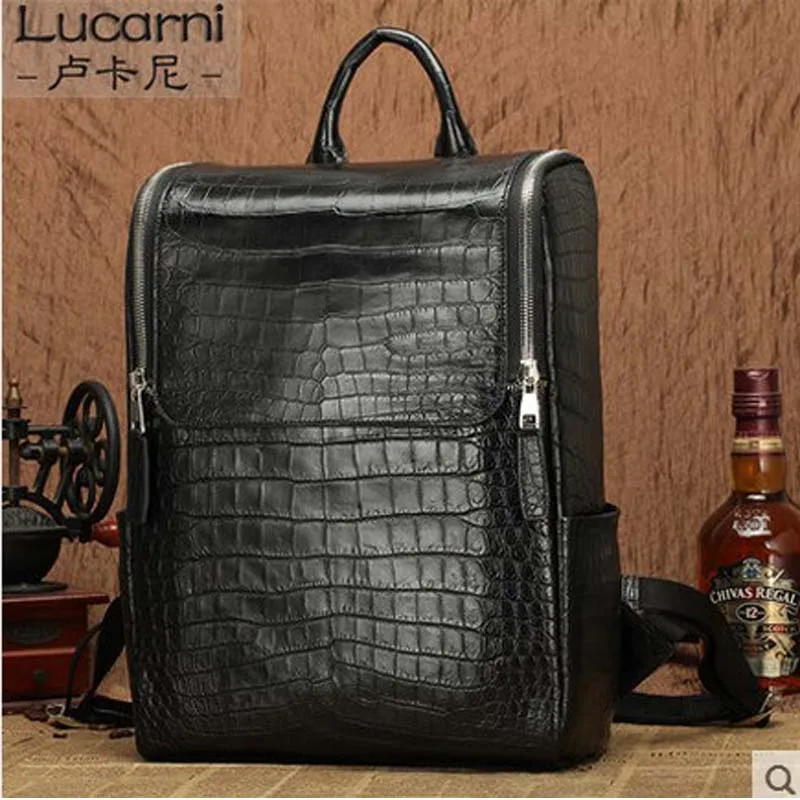Рюкзак lukani мужской из крокодиловой кожи|double shoulder bag|men backpackmens fashion backpack |