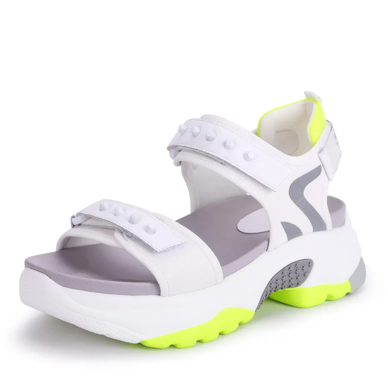 2019 г. модные женские босоножки на платформе новые летние кожаные пляжные