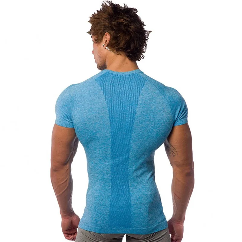 Brzk Men gyms Fitnes t shirt Skinny elasticity Bodybuilding workout Fashion shirts male Casual tee tops Brand clothing | Мужская одежда
