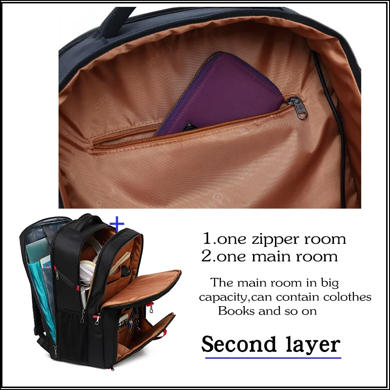 Вместительный мужской школьный рюкзак с USB зарядкой нейлоновый