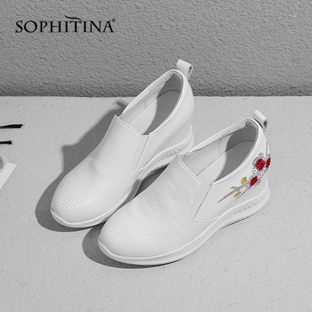 SOPHITINA модная обувь на плоской подошве с вышивкой удобные увеличение в пределах