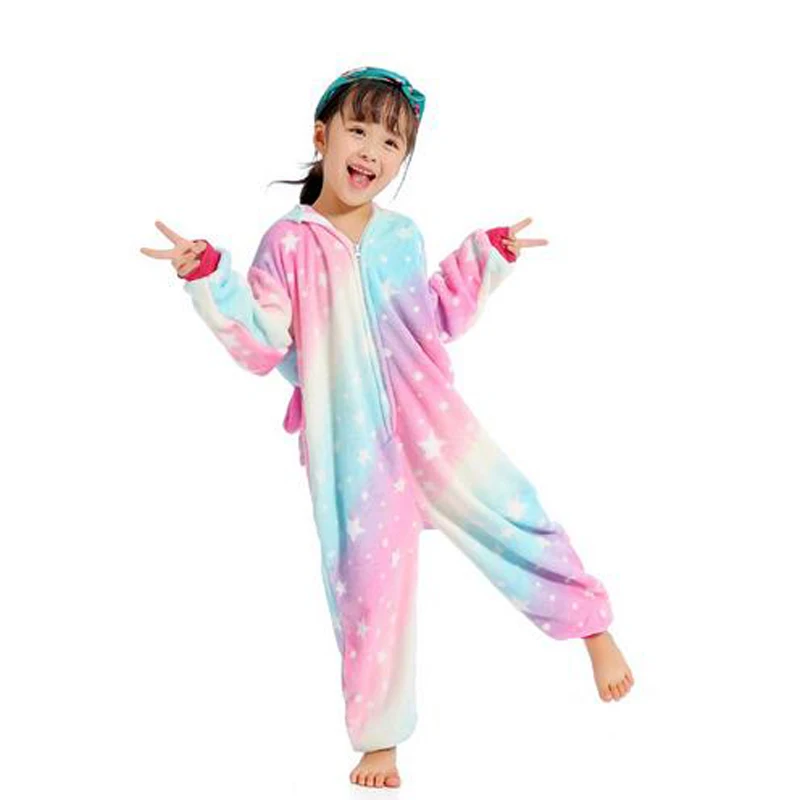 Kigurumi Onesie Дети Пижама с дизайном «панда» детские животные мультфильм Комбинезоны Единорог вечерние Вечеринка Косплей пижамы детские пижамы
