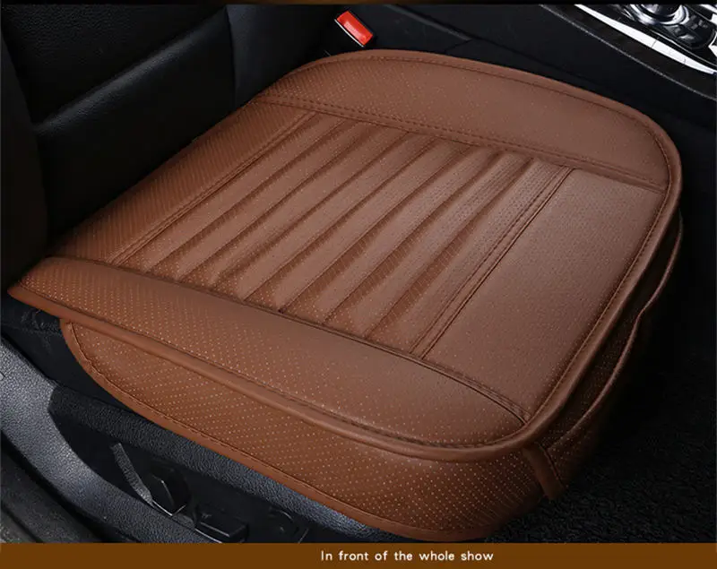 Front Brown Gspscn Чехлы для сидений мотоциклов бамбуковый уголь PU кожаные сиденья защитник автокресло Подушки S автомобиля Подушки сбоку вокруг сиденья Four Seasons - Название цвета: Front Brown