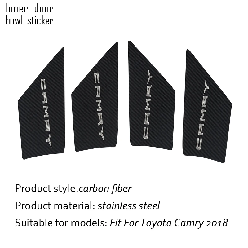 MCrea 4 шт. автомобильный Стайлинг для Toyota Camry XV70 межкомнатные дверные ручки крышки чаши наклейки аксессуары из нержавеющей стали - Название цвета: Carbon Fiber-bowl