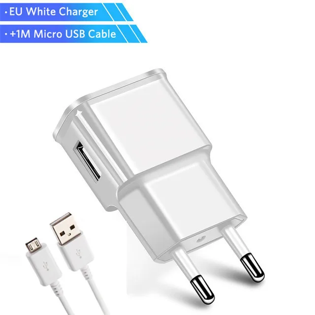 EU charger 1M Cable 5V 2A штепсельная Вилка USB Зарядное устройство адаптер и синхро-адаптер длиной 1 м/2 м/3 м Micro USB кабель для передачи данных для samsung Galaxy S4 S7 A6 A10 A2 Core J4 J7 Android телефон - Цвет: EU charger 1M Cable
