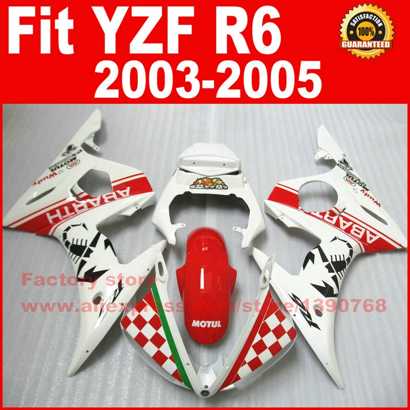MOTOMARTS ABS plastic fairings set for 2003 2004 2005 YAMAHA YZF R6 03 04 05 red white fairing kits body repair parts | Автомобили и