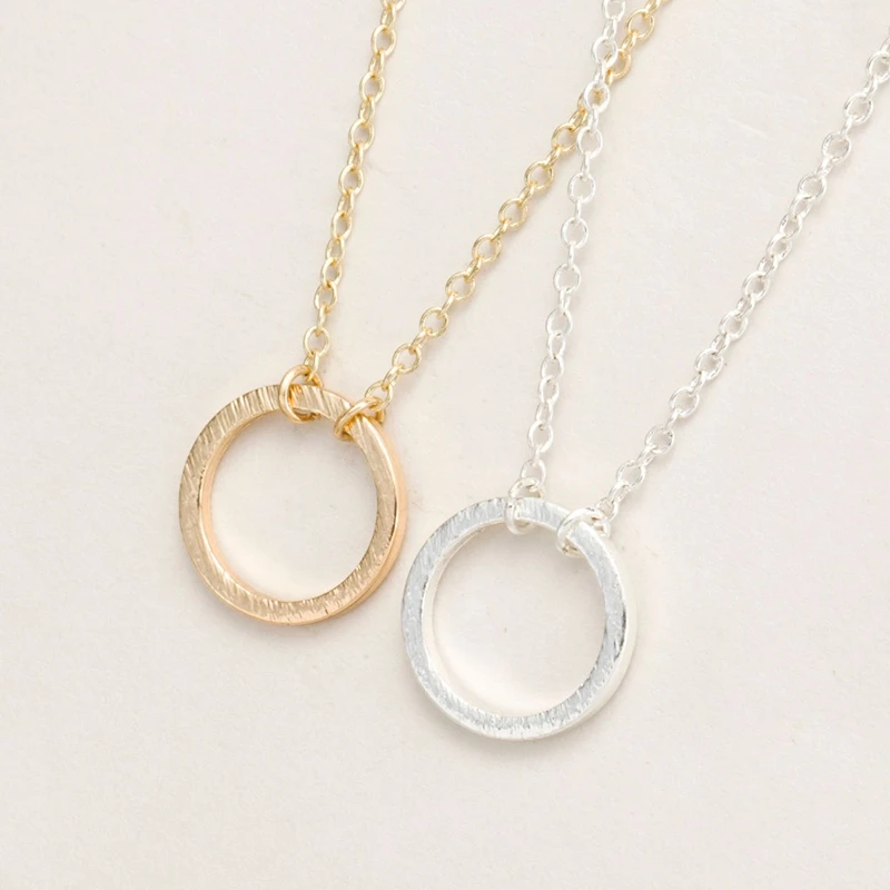 30Pcs/lot Wholesale New Fashion Forever Lover Circle Pendant Necklace for Women Gold Color Round Necklace for Couple Jewelry
