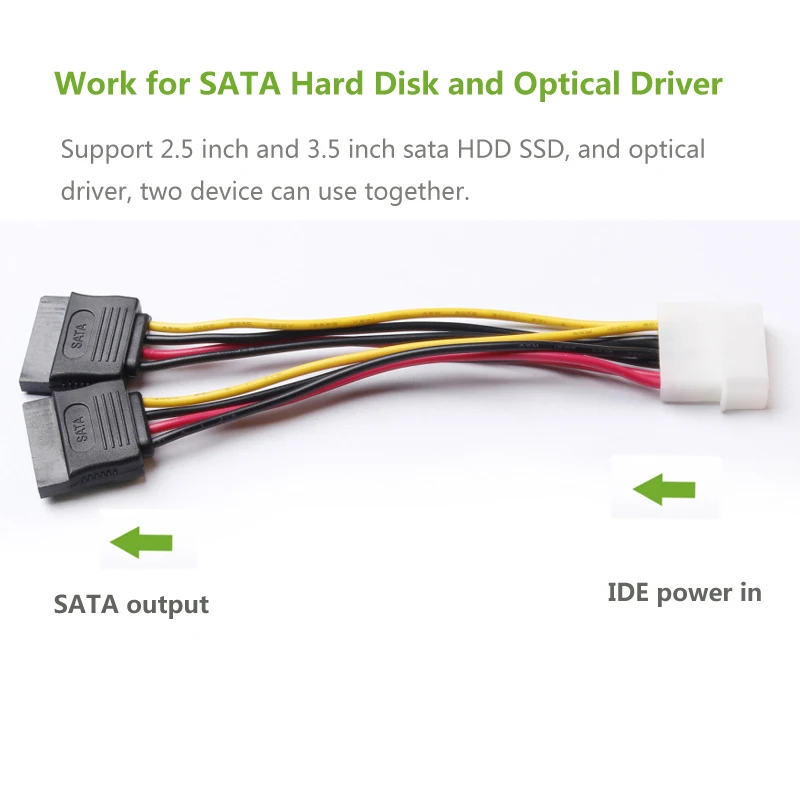 ULT-BEST 10 шт. SATA IDE кабель разделителя питания Molex 4pin to Serial ATA 15pin x 2 Male Female Y жесткий
