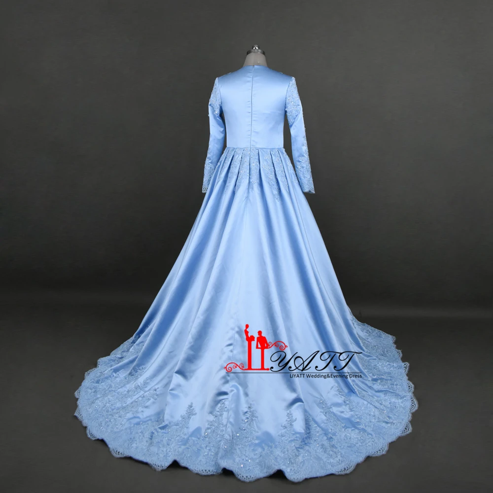 Настоящая фотография 2017 на заказ небесно-голубое кружевное платье с блестками и