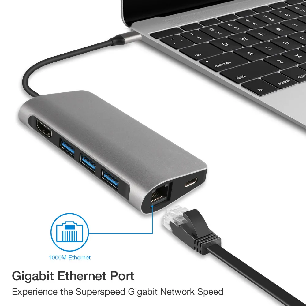 DZLST USB C 3 1 концентратор для Ethernet LAN HDMI 4K SD/TF кардридер 0 PD комбинированный