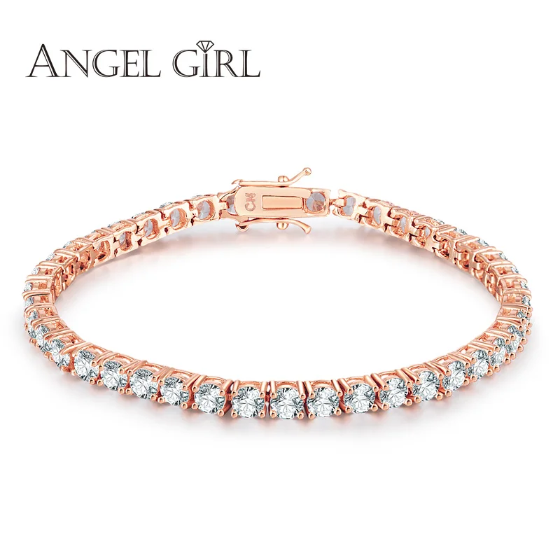 Ангел девушка 2019 распродажа круглые розовые золотые кубические циркония теннис