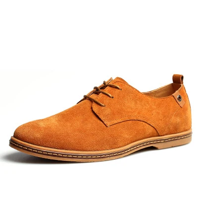 yellow leather shoes Новинка года; Высококачественная Мужская Повседневная обувь; мужские лоферы на шнуровке; Повседневная обувь из коровьей кожи на плоской подошве; chaussure homme cuir zapatos; большие размеры - Цвет: yellow leather shoes